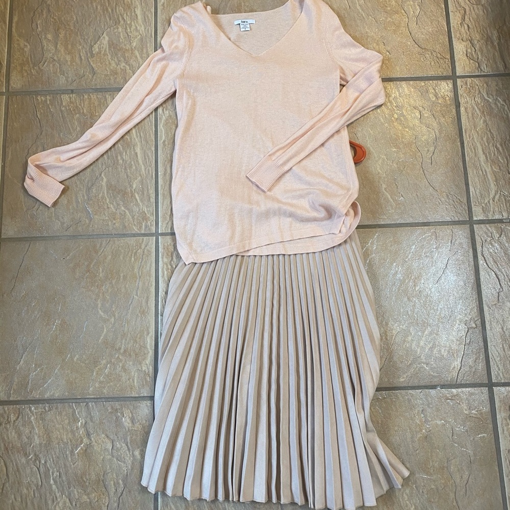 Bar III faux-suede pleated skirt
